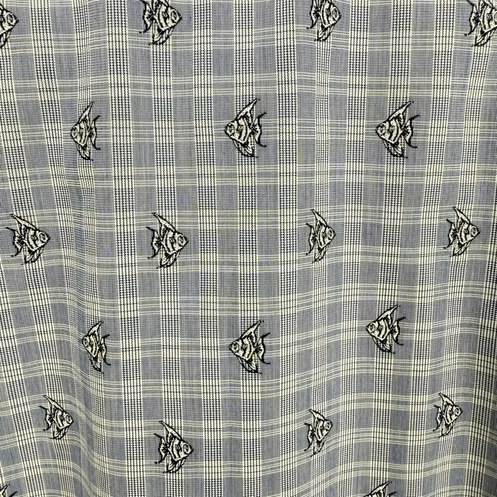 Robert Graham Button Front Short Sleeve Shirt ANGEL FISH Blue White  M